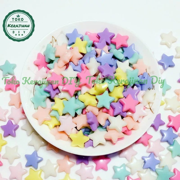 [ 60 pcs ] Manik Manik Mote Bintang Pipih Mute Bintang Pastel Bahan Craft &amp; DIY