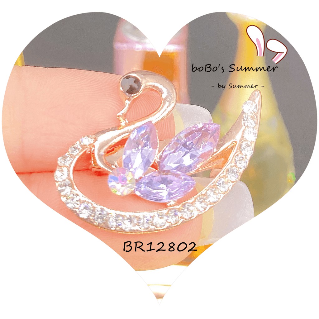 Bros Mini Permata Motif Angsa Fashion Aksesoris Hijab Fashion Impor Style Korea Brooch Premium