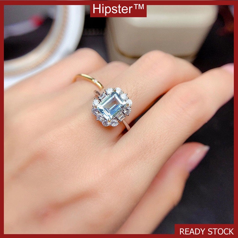 New Hot Sale Trendy Light Luxury Rectangular Emerald Cutting Open Ring