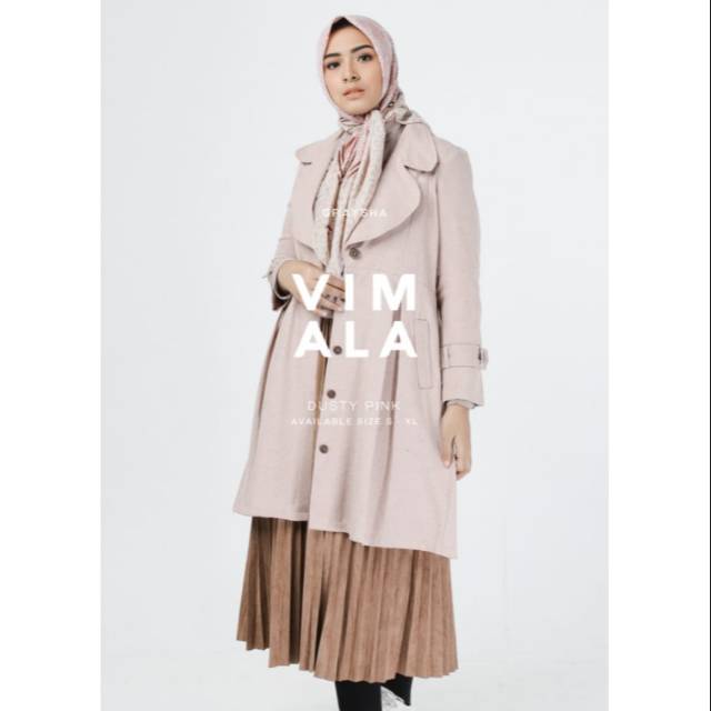 Vimala coat warna soft salmon graysha jaket muslimah bandung