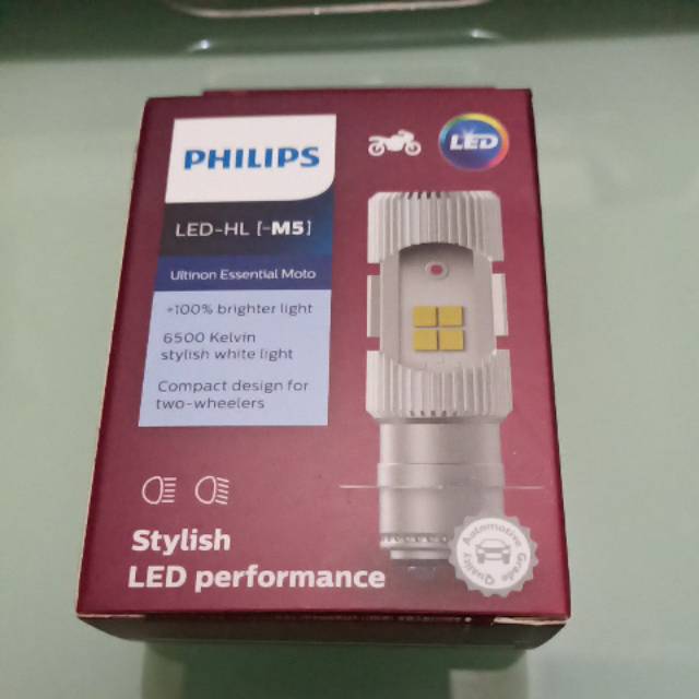 Bola lampu depan motor bebek LED M5 merk Philips