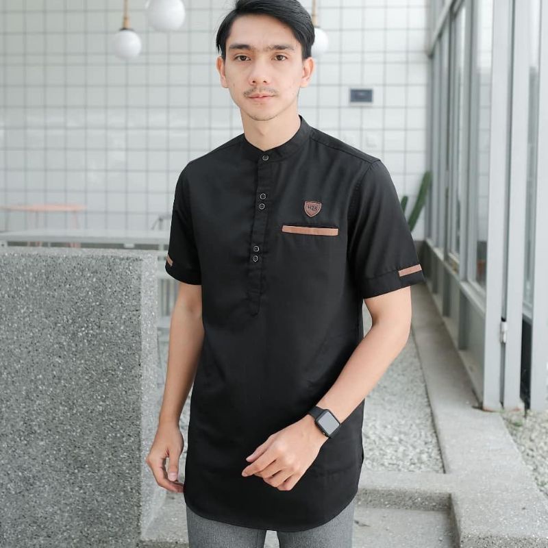 Kurta tangan pendek katun toboyo adem nyaman / baju Koko dewasa tangan pendek by zellshop