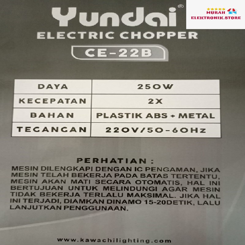 Food Processor Yundai CE-22 B 2 Liter Metal / Chopper Daging Bumbu kering basah / penggiling