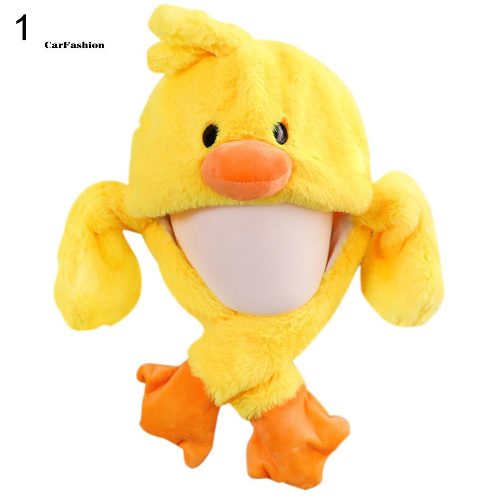 CAFS Topi Kupluk Plush Bentuk Hewan Kartun Bebek Babi Burung Dapat Gerak Untuk Hadiah Wanita
