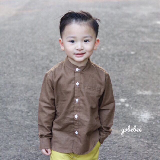 Yobebee II Kemeja Linen Anak Laki Laki Tangan Panjang Usia 7 8 9 10 12 Tahun Baju Atasan Usia Anak Tanggung Remaja Kids Polos Model Casual Formal Koko Chiangi Shirt Couple Kembaran Anak Cowok dan Ayah