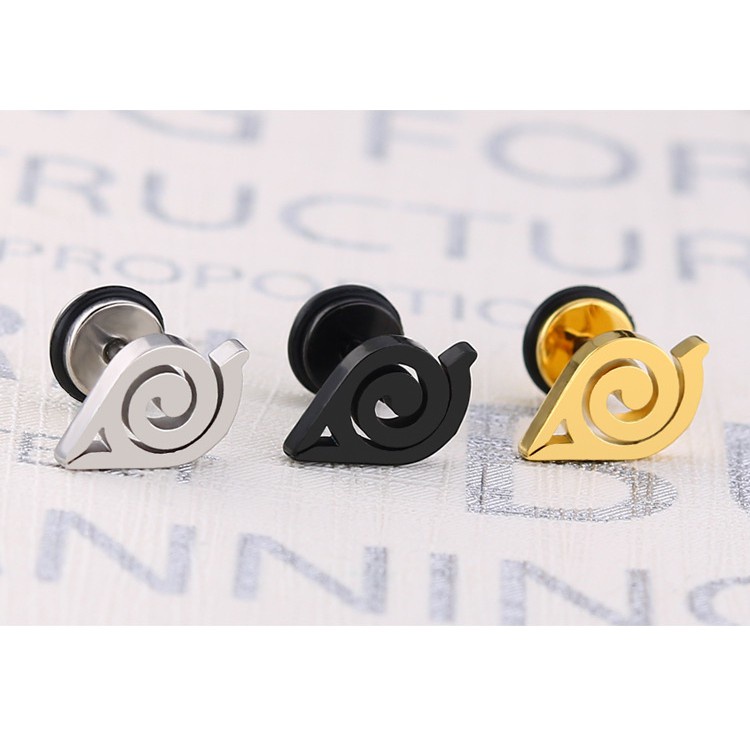 Anting Titanium Steel Hypoallergenic Anime Naruto Unik Modis Trendi Keren Gaya Hip-Hop Anting Perempuan Pria