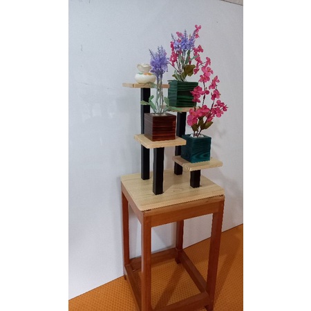 rak kaktus rak kayu pot planter sukulen