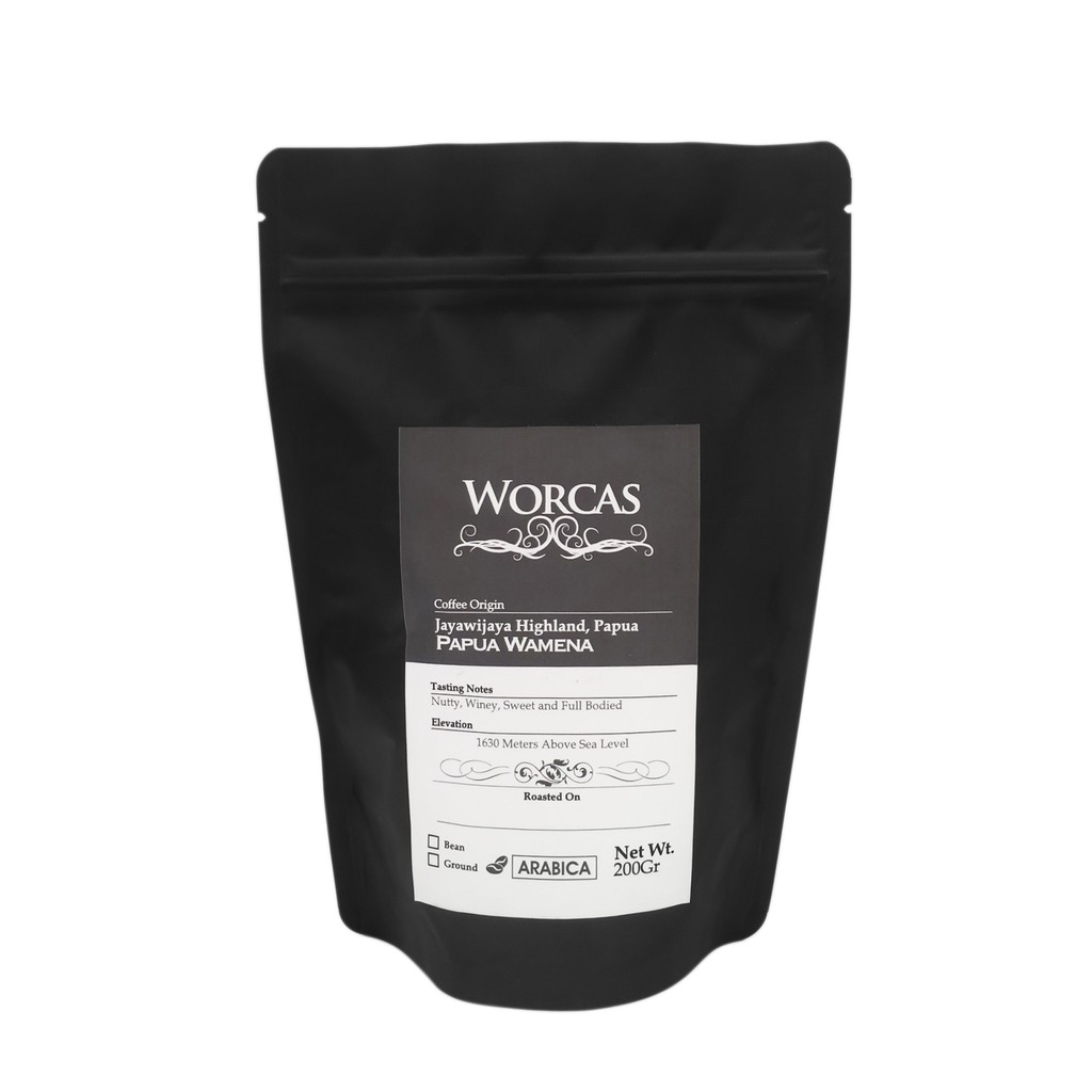 

Kopi Arabica Papua Wamena 200 Gram Biji Bubuk Worcas Coffee
