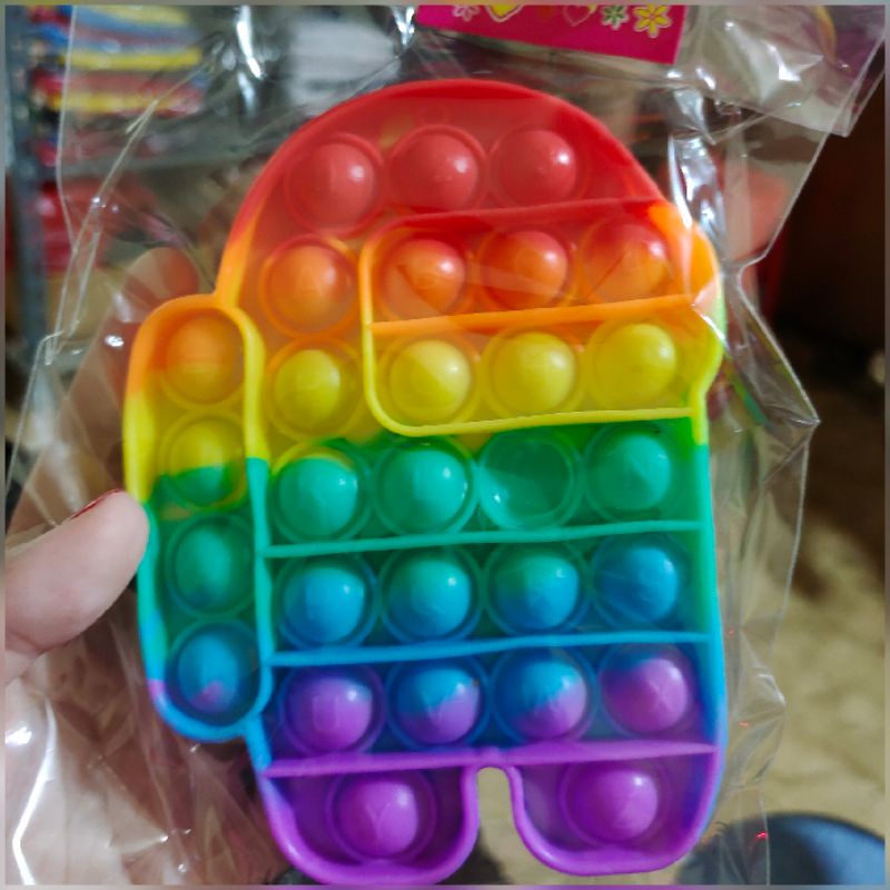 FREE GUNDU KELERENG!Mainan Pop It Penghilang Stress Viral Tiktok Jumbo 20cm Bahan Import Bagus Halus Model New Bts-Among Us Rainbow