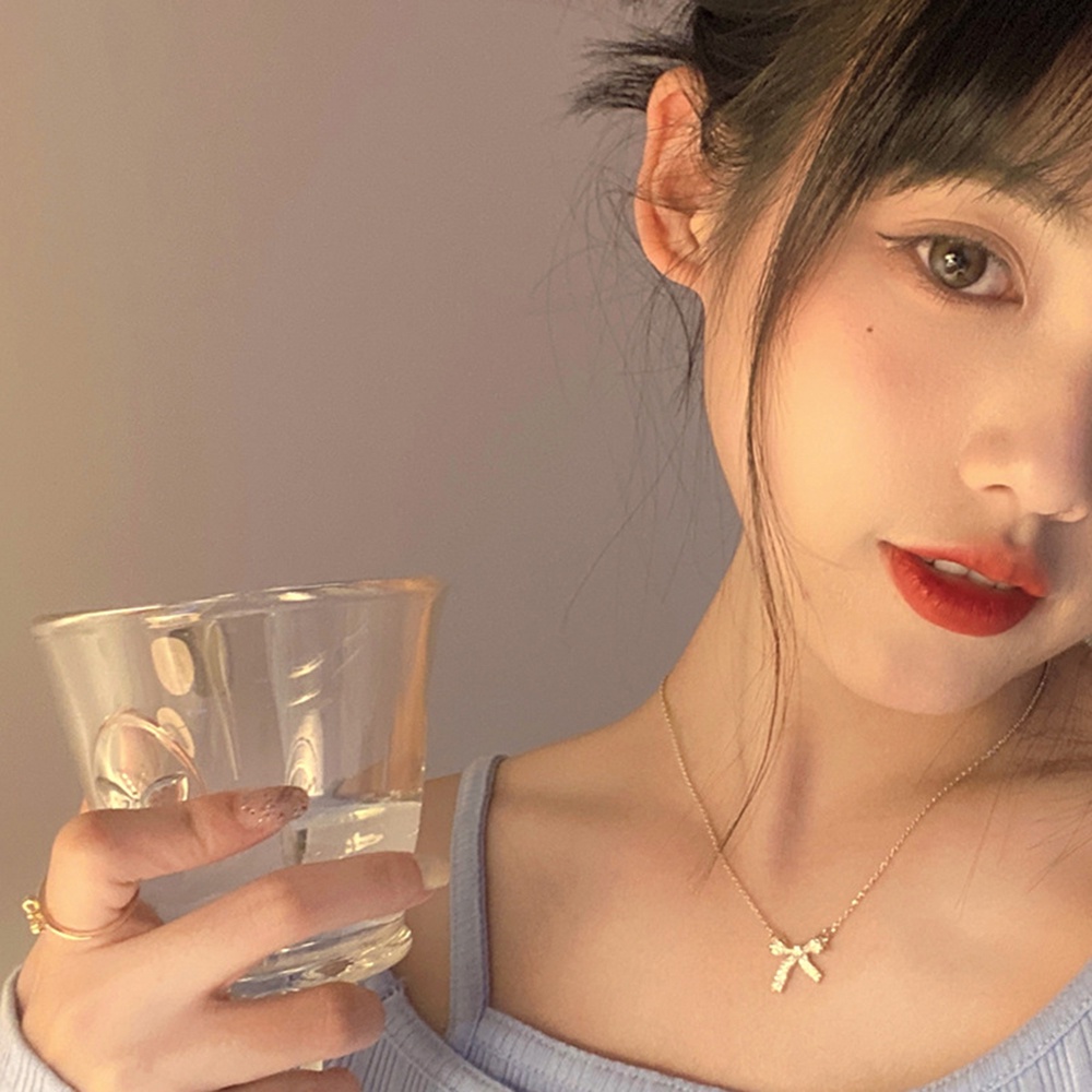 【COD Tangding】Bowknot Necklace Female Niche Design Clavicle Chain New Choker Accessories Fashion Jewelry