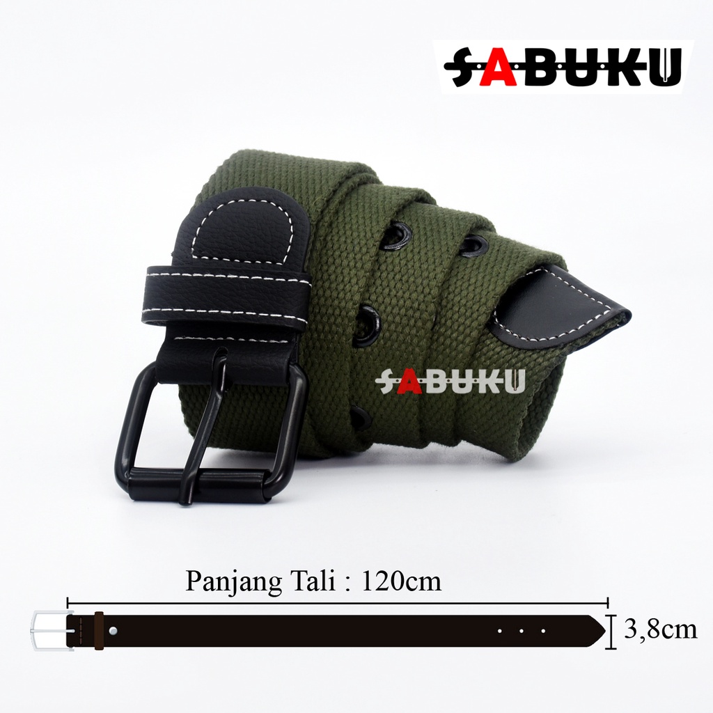 Ikat Pinggang Pria Sabuk Katun Canvas Polos Gesper Pria Men Belt - 038