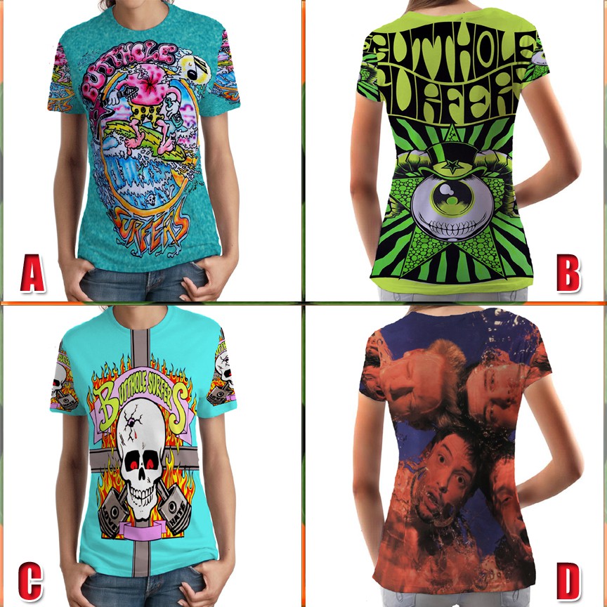 BUTTHOLE SURFERS New Women's Tshirt Fullprint Bahan Polyester Jersey