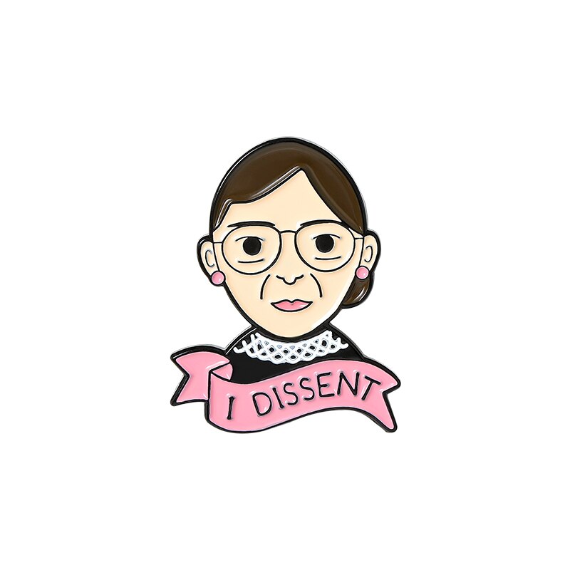 Bros Pin Enamel Desain I Dissent RBG Ruth Bader Ginsburg Warna Hitam Untuk Wanita