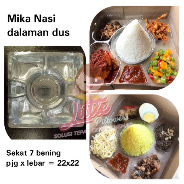 (ISI 50PCS) Mika Nasi Tumpeng Uk.22cm sekat 7 bening/Mika Tumini/Mika Bento