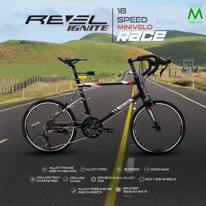 sepeda balap minivelo 20 trex revel ignite race dropbar 18 speed harga terjangkau