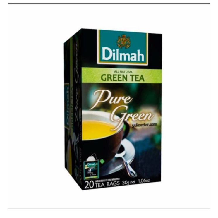 

PROMO Teh Dilmah Pure Green Tea Tag Tbag 20 Sachet- foil envelope 20 sch