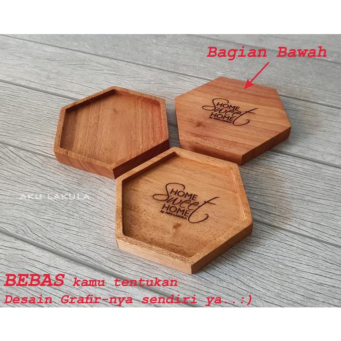 FREE GRAFIR Tatakan Gelas Kayu Hexagon - [HiVE]