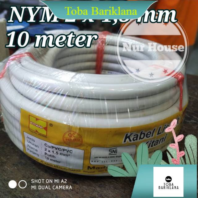 Kabel kitani NYM 2 x 1.5 panjang 10 meter SNI LMK Murah