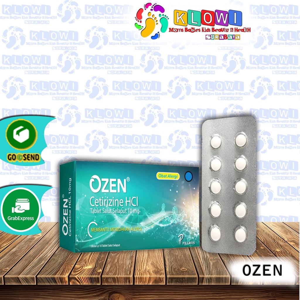 Ozen Cetirizine 10mg 1 Blister | 1 Box 5 Blister@ 4 Tabelt | Syrup 5mg@ 60mL | Membantu Meredakan Alergi