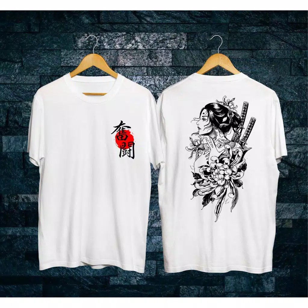 KAOS PRIA/GEISHA PEDANG/KAOS HITAM