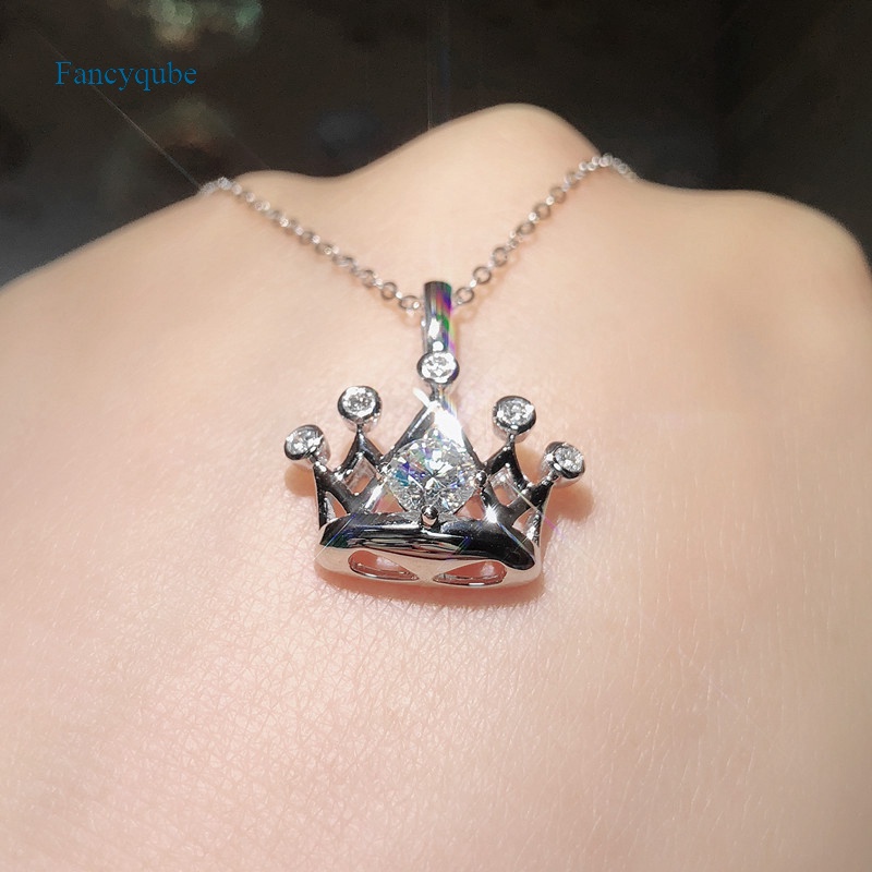 Fancyqube Kalung Liontin Mahkota Romantis Warna Silver Untuk Wanita