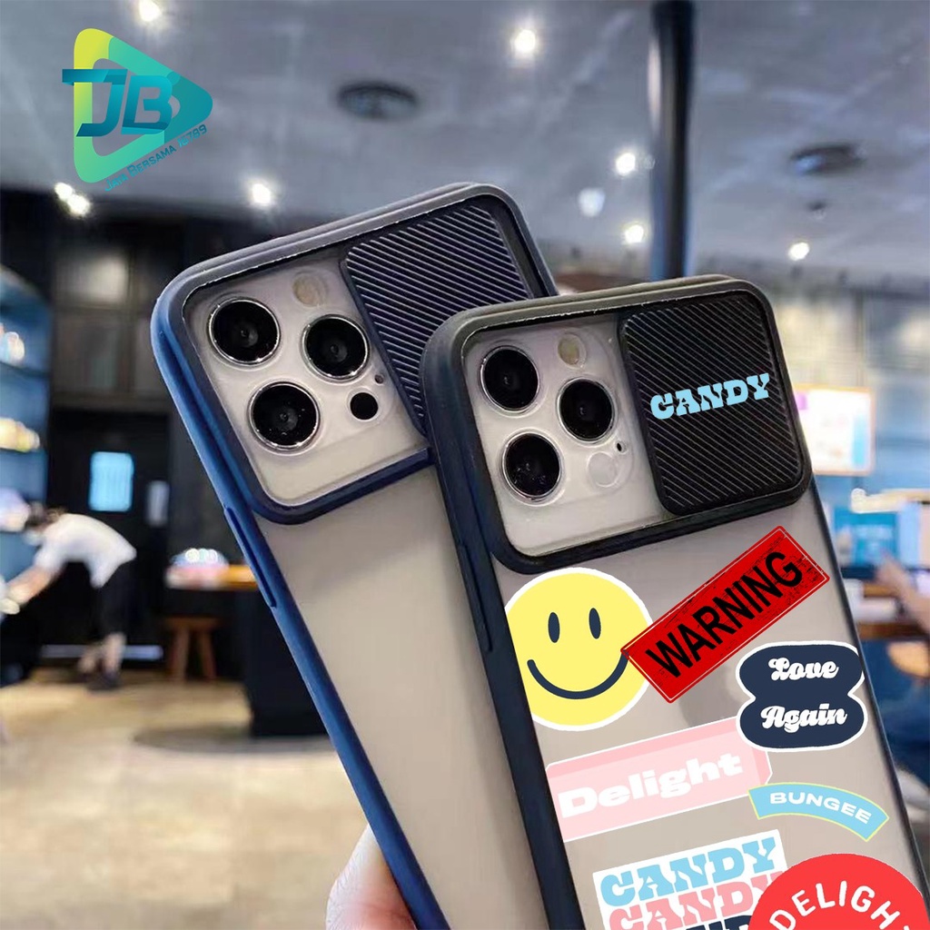 SOFTCASE SLINGCASE SLIDE PELINDUNG KAMERA WARNING SMILE SAMSUNG OPPO VIVO REALME IPHONE XIAOMI ALL TYPE JB5152