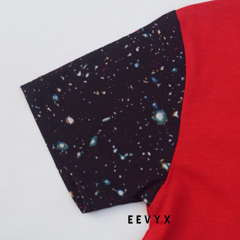 Kizzu Baju Kaos Distro Anak Laki Laki Umur 1-12 Tahun Bahan Cotton - Galaxy Merah - Eevyx Store