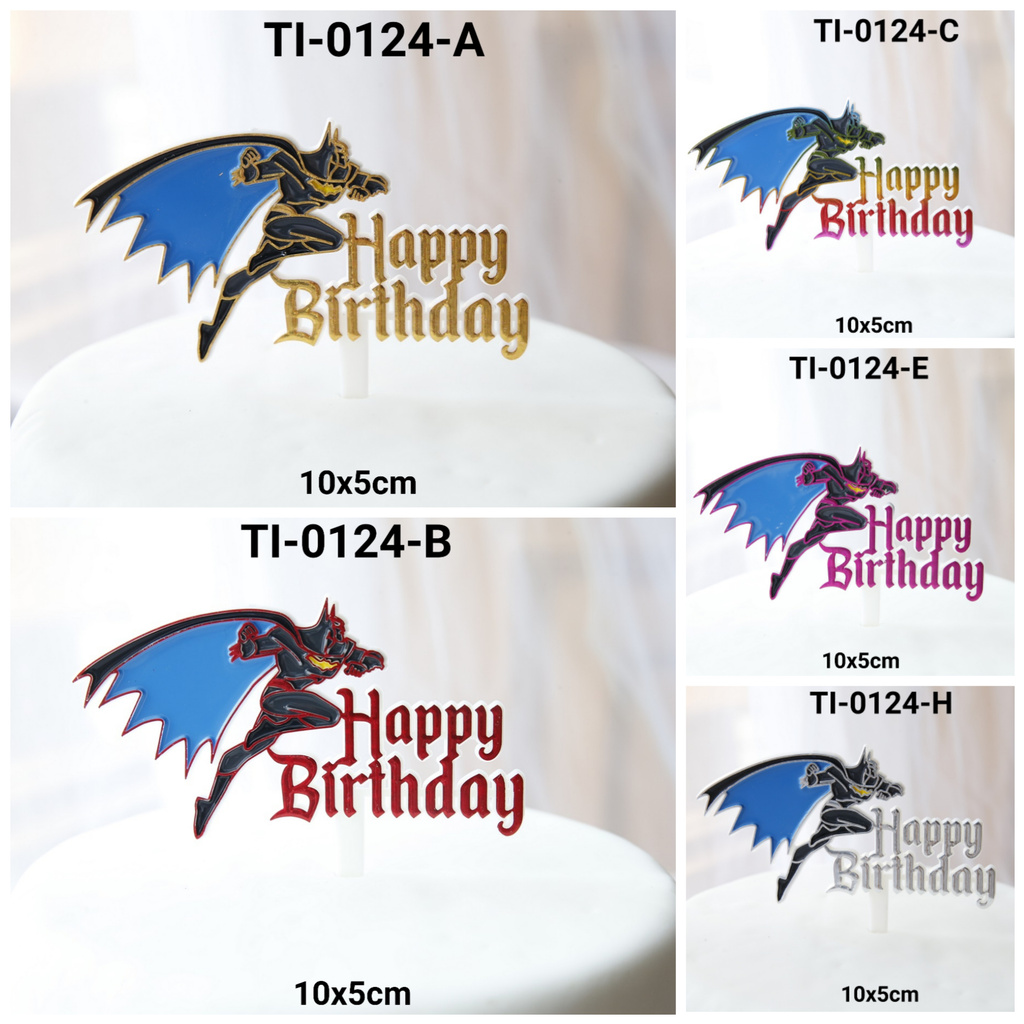 GR-TI-0124 Cake topper tulisan happy birthday ultah hiasan kue batman