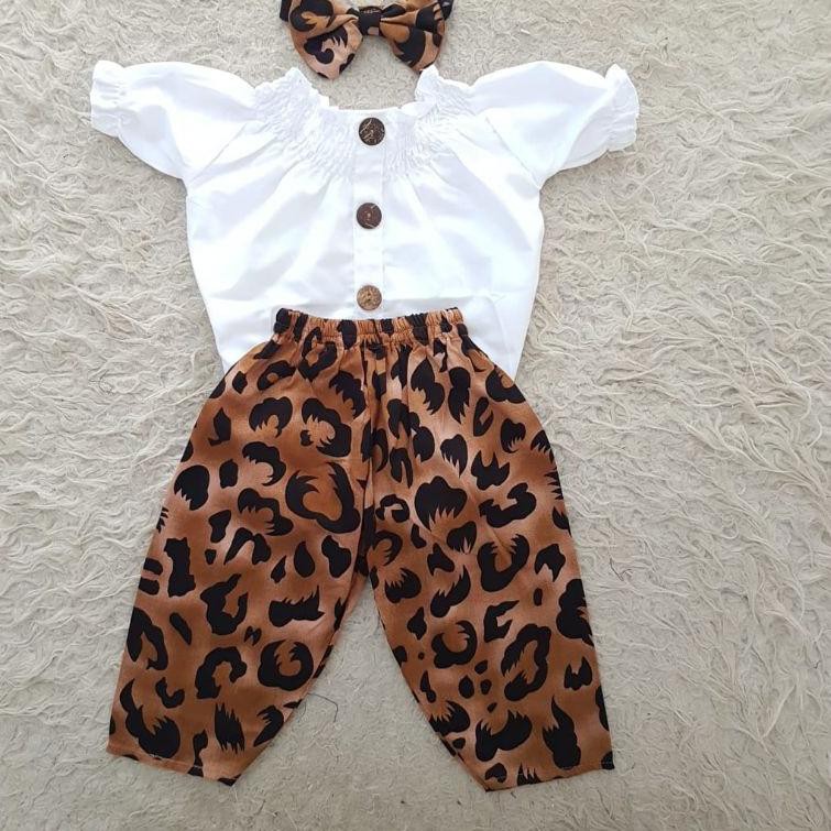 TERPERCAYA Katun leopard set celana anak perempuan
