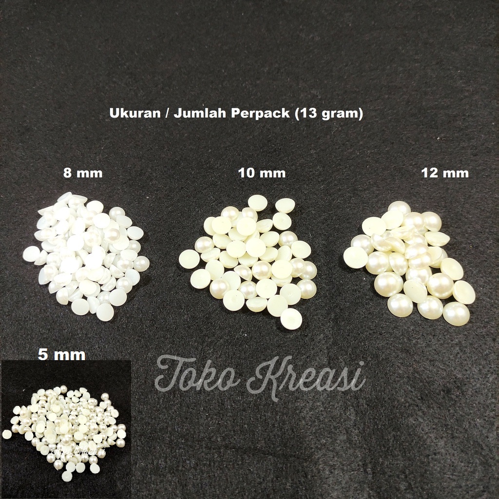 (per pack) Mutiara setengah / mutiara rata Putih / BW