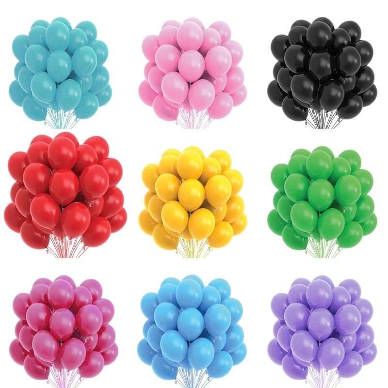 100 PCS Balon Latex Doff Warna Warni uk 12inch isi
