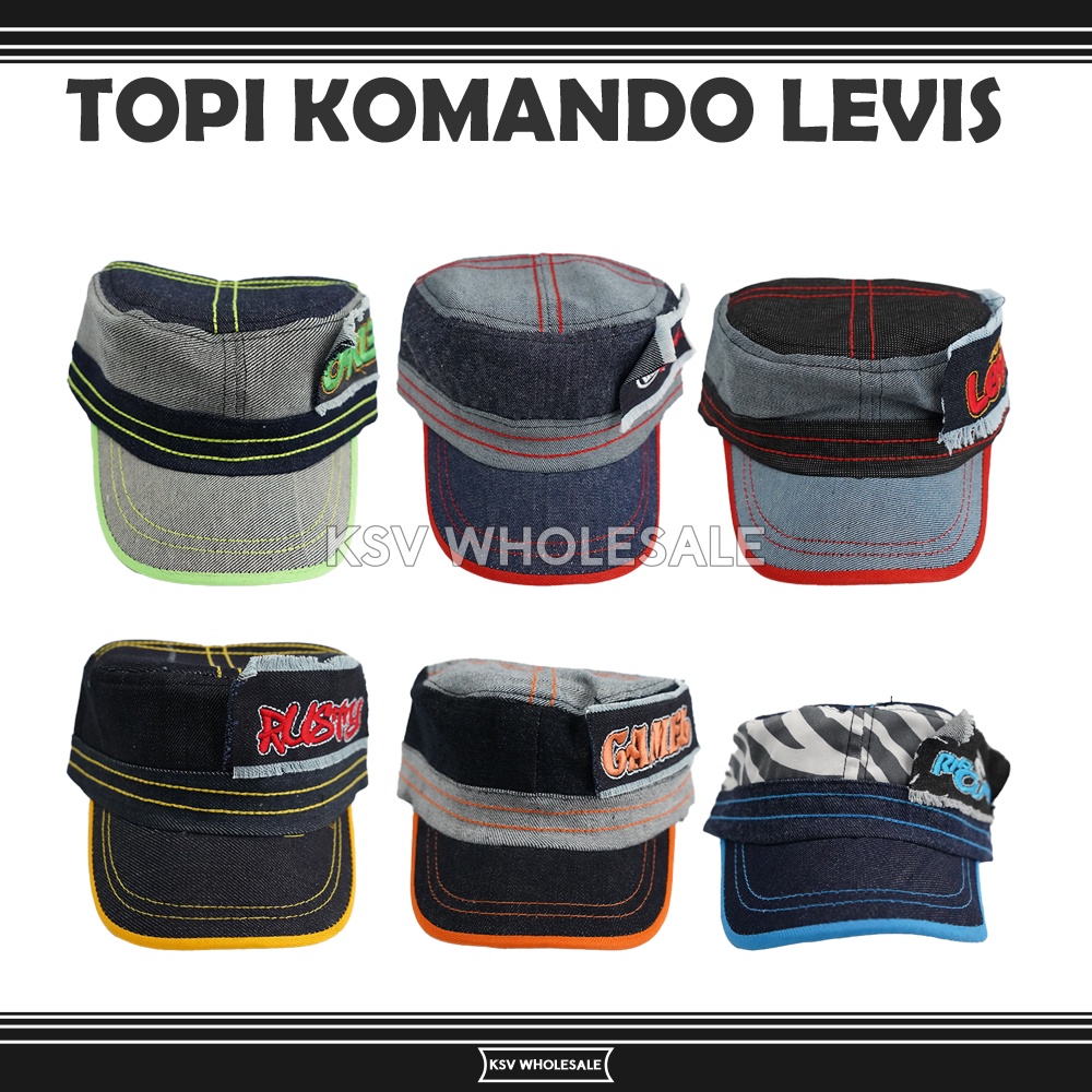 Topi Komando Anak Laki Laki Motif TNI Usia 2 - 10 Tahun, Topi Loreng Anak Balita Bahan Levis Hat Cap