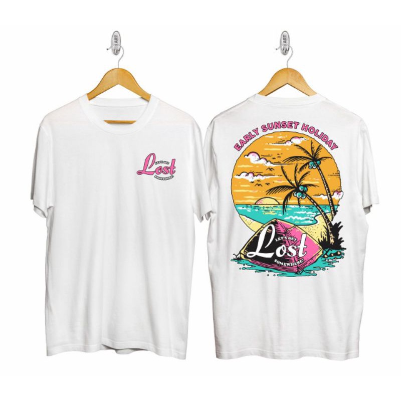 Baju Kaos Lost / Kaos Sunset / Kaos Sunrise / Kaos Pantai / Baju Pantai / Kaos Surfing / Kaos Ombak 