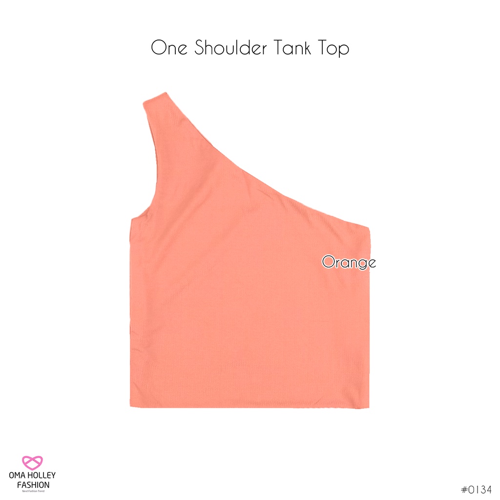 (COD) OH Fashion Cutler Tank top Wanita One Shoulder #0134-Orange Muda