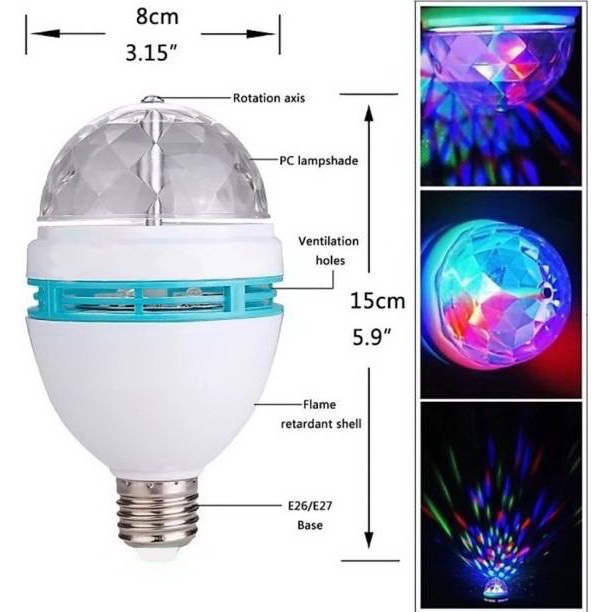 Lampu Disko LED / Lampu Bohlam Disko LED Putar RGB E27