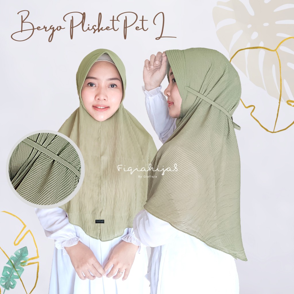 Bergo Plisket Pet Tali Ceruty Babydoll | Jilbab Instan Pet Antem Plisket Ceruty Babydoll Premium Ful