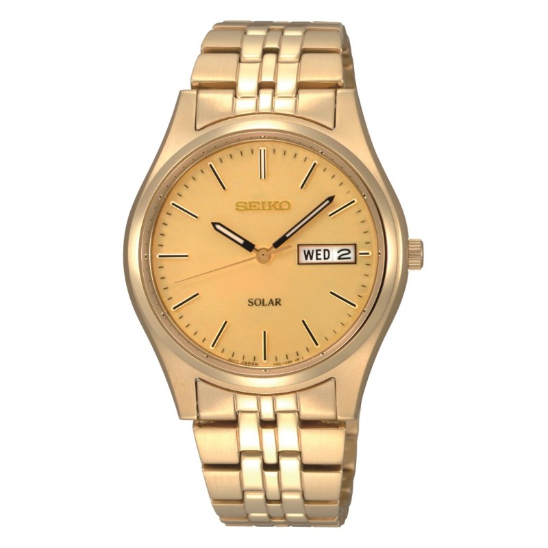 Seiko Solar SNE036P1 Full Gold Polished | Jam Pria SNE036