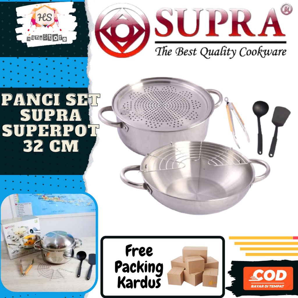 028 Panci set supra SUPERPOT 7 in 1 32 cm/ deep fryer stock pot Steamer Plate Fry Mini Wok Sauce Dut
