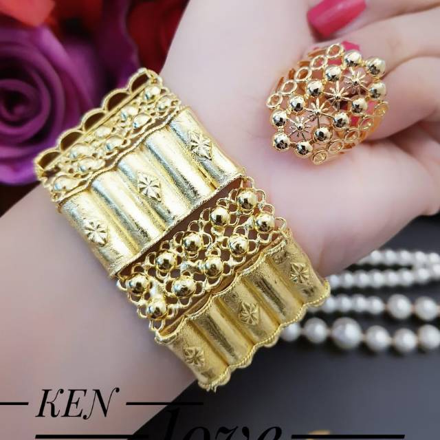 Xuping gelang dan cincin lapis emas 24k 0209