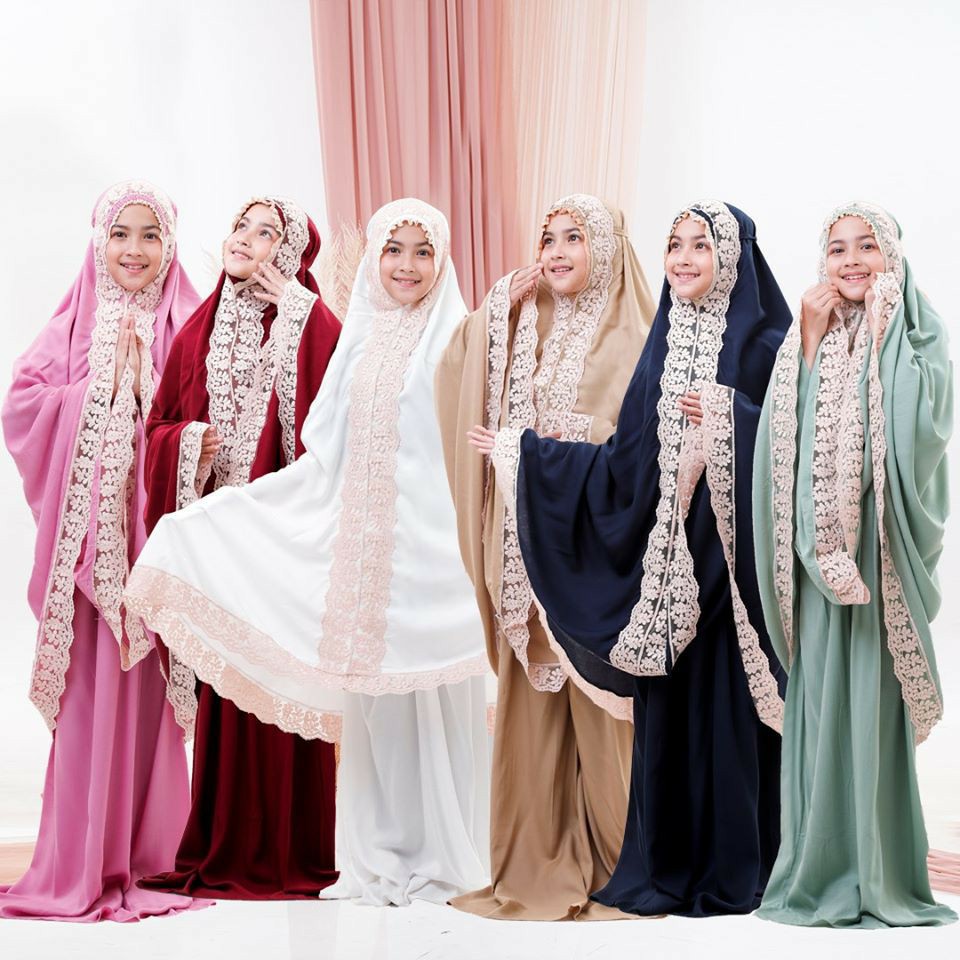 Mukena anak tanggung shireen renda import mikro mukena santriwati