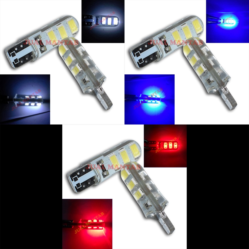 Aksesoris Lampu Colok Led Variasi Sein Diam Motor Isi 2pcs T10 Sen Jelly 6 Mata Arus Dc