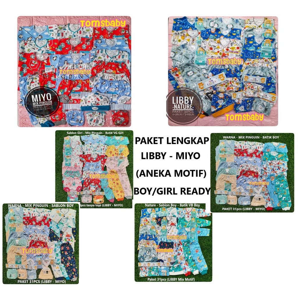 [TOMS] Paket LIBBY Newborn MOTIF Terbaru (31 pcs) / Paket Baju Bayi Baru Lahir / Paket Pakaian Bayi