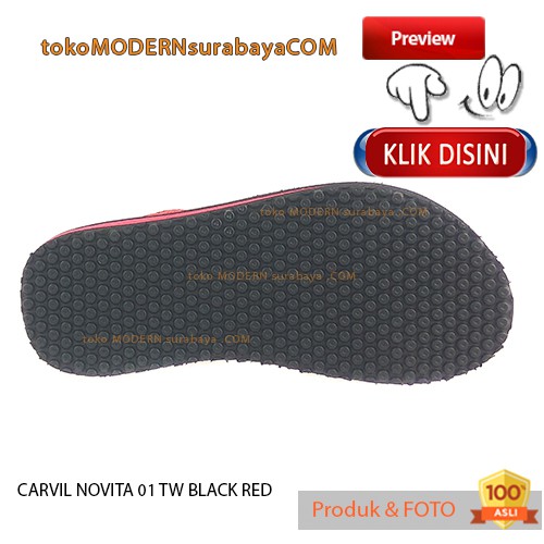 CARVIL NOVITA 01 TW BLACK RED sandal gunung anak casual slide