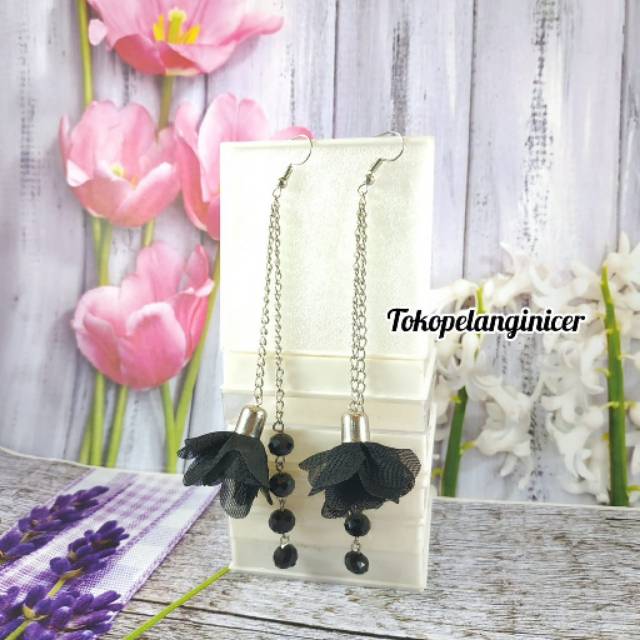 Anting Fashion Aksesoris/ Anting Hijab Style Korea Model Bunga Frill Handmade - GWANG- KERABU LUCU