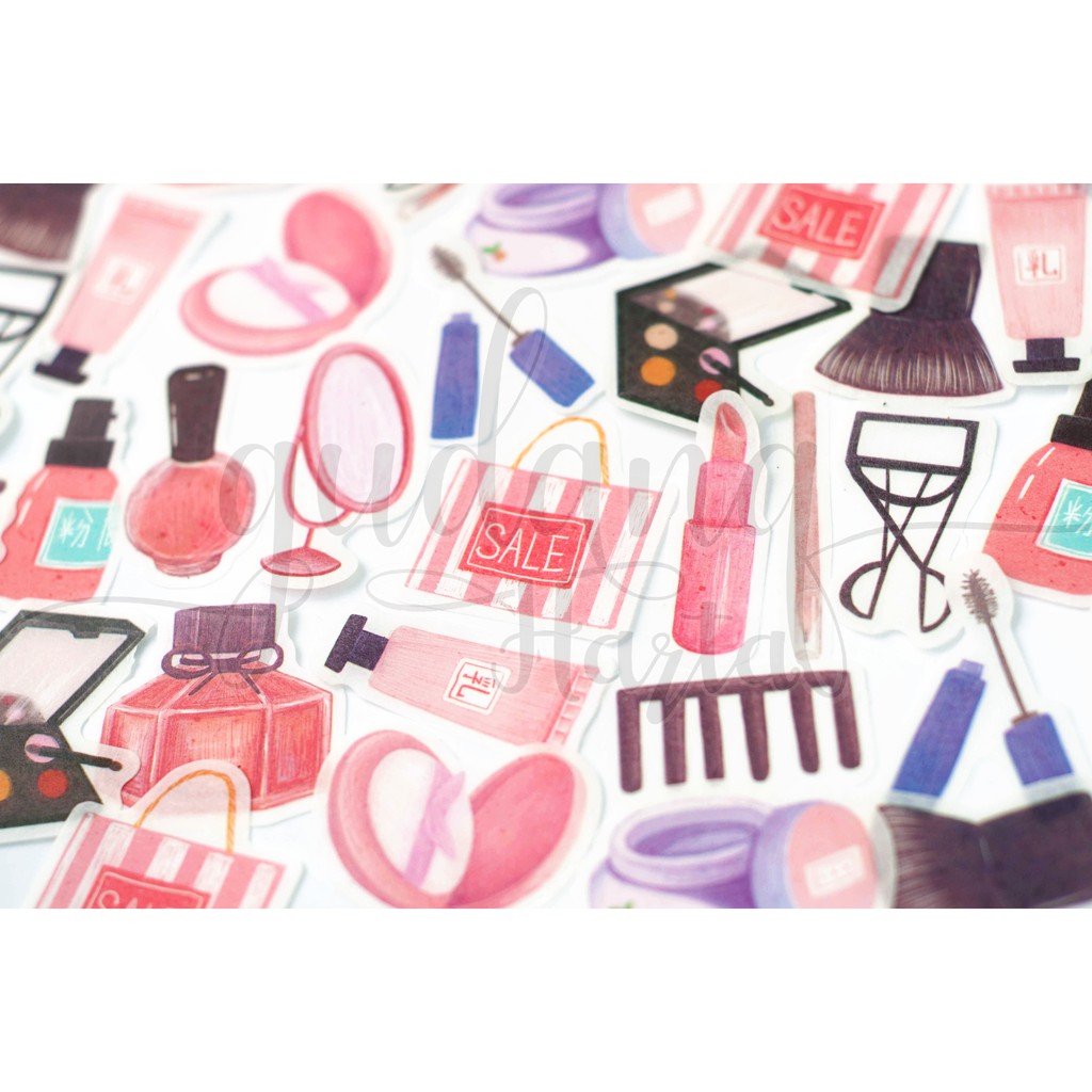 Stiker Washi Make Up Set Kuas Lipstick Sticker DIY Lucu Scrapbook GH 303411