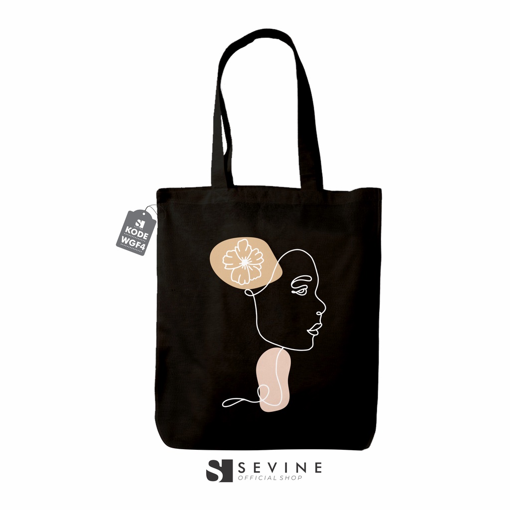 Sevine Tas Totebag Wanita Tote bag Resleting Laptop Nordic Black Series Hitam - WGF4