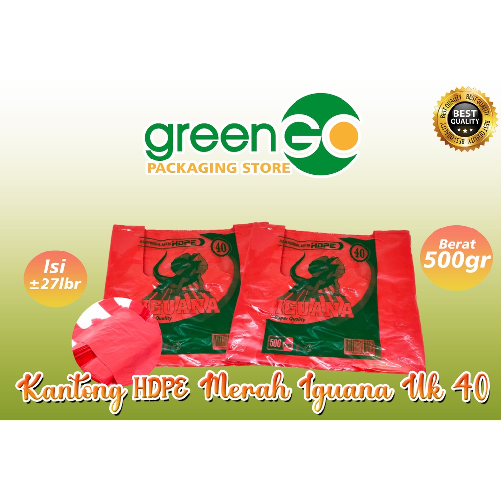 KANTONG PLASTIK MERAH IGUANA UK 40CM 500GR HDPE KRESEK MERAH MURAH