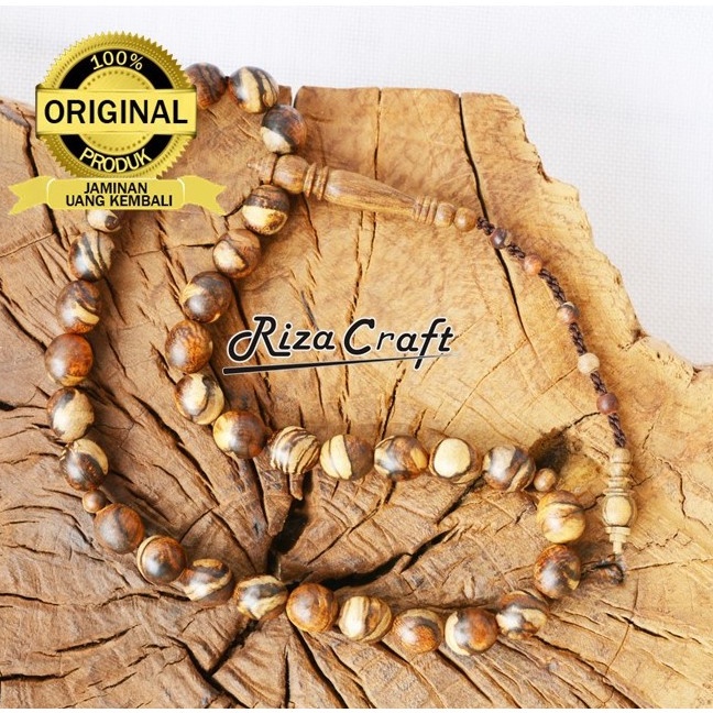 Tasbih Kayu Gaharu Zebra Kalimantan Asli Wangi Terbaik 33 Butir