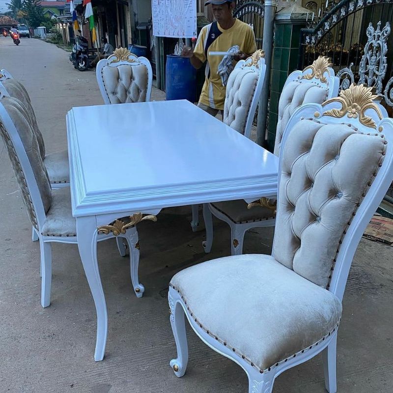 MEJA MAKAN MINIMALIS SOFA 6 KURSI