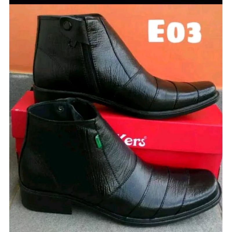 Sepatu pdh kulit asli boot kulit asli resleting